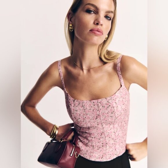 Reformation Tops - NEW Reformation Hattie Linen Top in Rosin Pink Floral | size 0